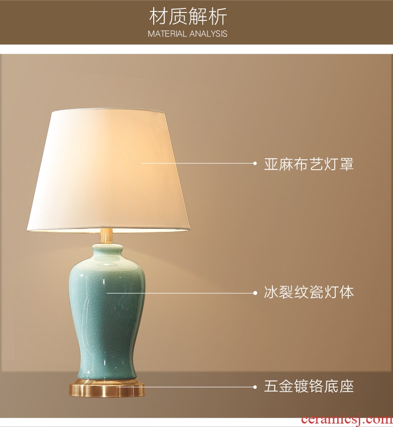 Nordic light key-2 luxury American ceramic desk lamp light warm idea of bedroom the head of a bed contracted and I sitting room is adjustable light