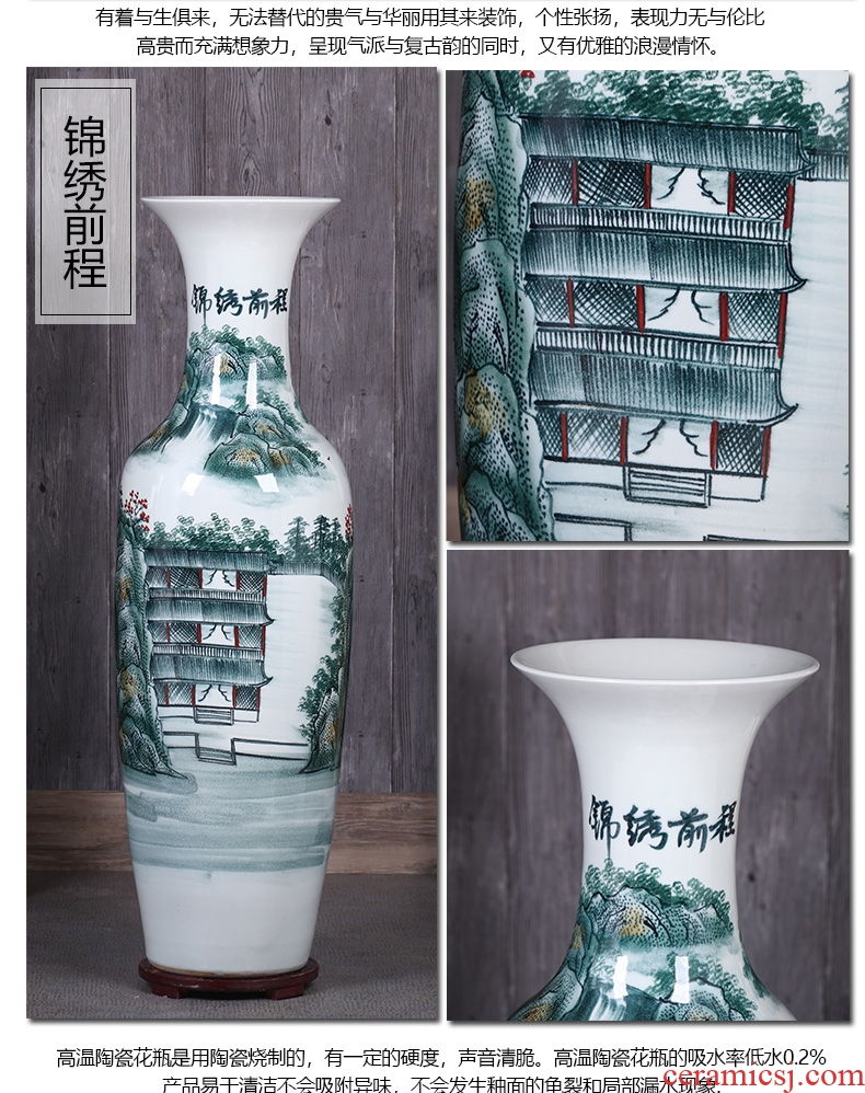 Modern Chinese style example room pottery vases, indoor and is suing water red ceramic cylinder of large ceramic vase vase - 566960082364