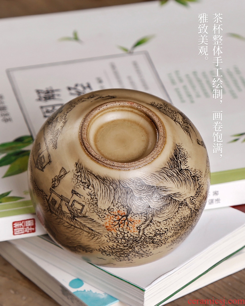 Your kiln individual cups sliced open cups can raise jingdezhen ceramic hand-painted master tea cup single character, pure manual