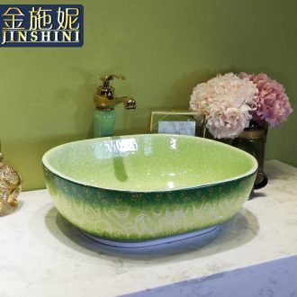 On the ceramic bowl for wash gargle lavabo household elliptic green art basin bathroom sinks basin