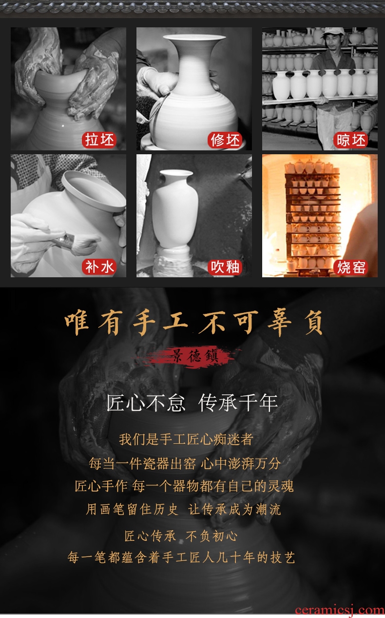 Jingdezhen ceramics archaize crack jun porcelain glaze white borneol big vase modern living room furniture decoration pieces - 595410387387