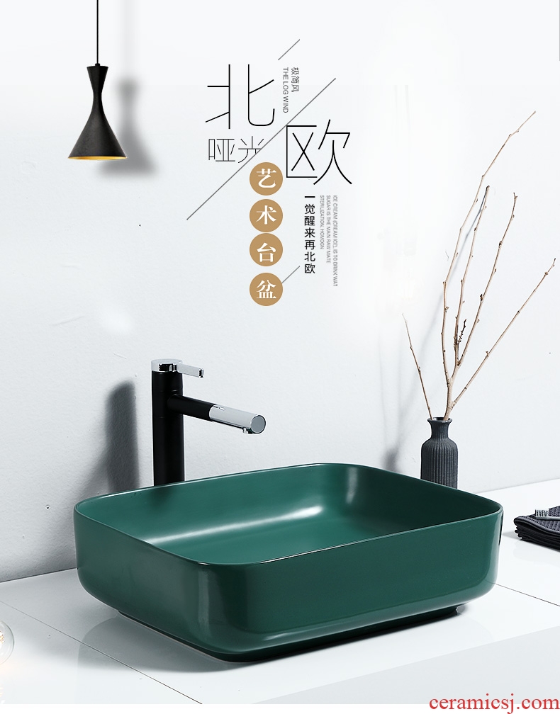 Nordic stage basin of continental lavabo simple ceramic art basin matte enrolled green new toilet lavatory basin