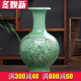 Jingdezhen ceramics hand - made paint peony vases, flower arranging Chinese style living room rich ancient frame furnishing articles home decoration