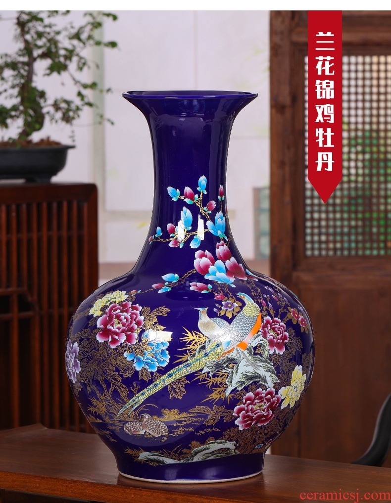Jingdezhen ceramics of large red vase European - style villa living room decoration furnishing articles 1.2 meters large opening - 604920724124