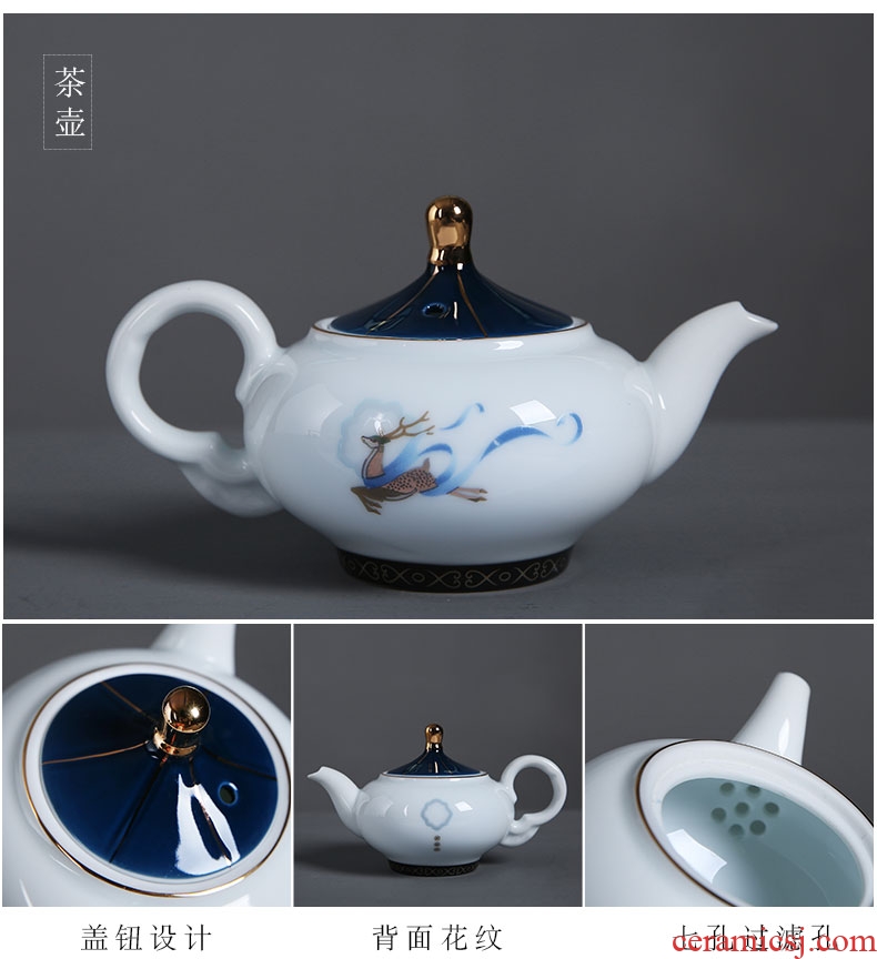 Auspicious edge new silk road three to bowl tea tureen large ceramic tea cup white porcelain kung fu tea POTS