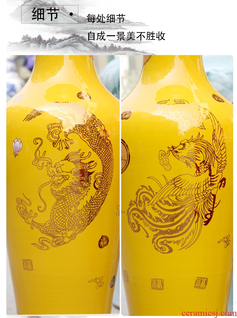 Jingdezhen hand - made large extra large clearance antique vases, ceramic POTS, new Chinese style living room table dry flower is placed - 591840461621