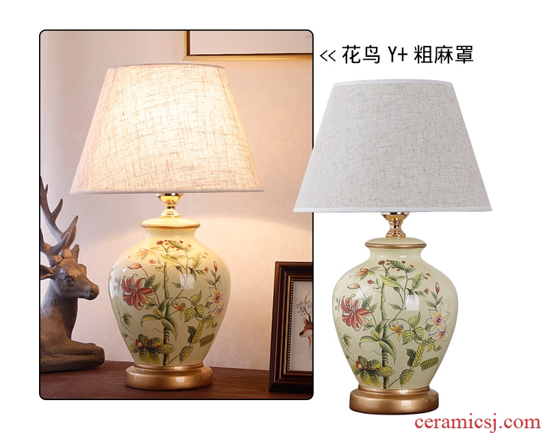 Ceramic lamp American bedroom living room study of new Chinese style restoring ancient ways European - style decorative lamps and lanterns is I warm bedside lamp