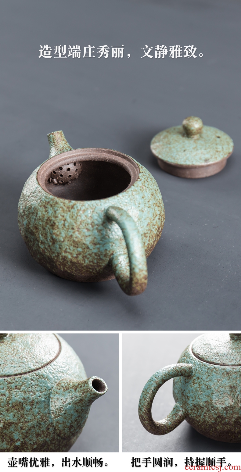 Zen kung fu tea set ceramic teapot teacup tureen tea tray storage household contracted tea tea coarse pottery