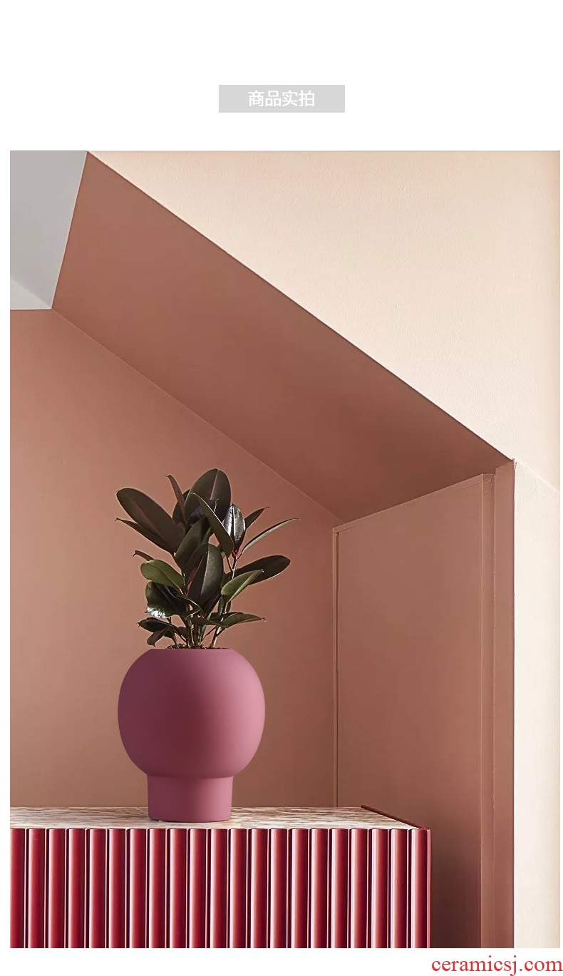 BEST WEST creative geometric ceramic vase furnishing articles sample room light dry flower vase decoration key-2 luxury living room