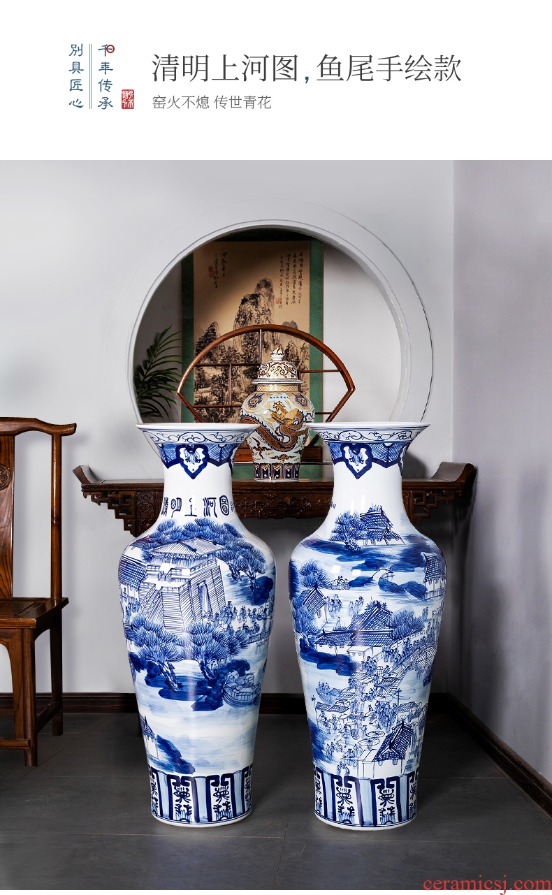 Jingdezhen ceramics archaize guest-greeting pine of large blue and white porcelain vase home sitting room adornment is placed large - 8880961480