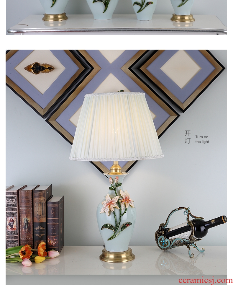 Cartel full copper colored enamel lamp sitting room key-2 luxury contracted type villa ceramic lamp of bedroom the head of a bed