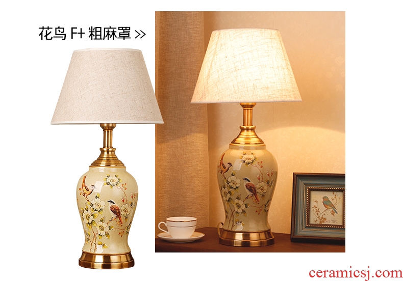 New Chinese style ceramic desk lamp classical home sitting room bedroom study bedroom adornment wedding carried this bedside lamp