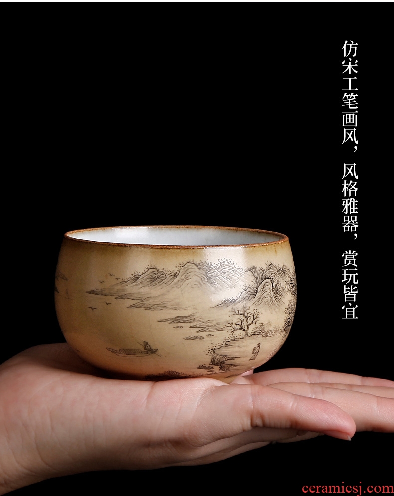 Your kiln individual cups sliced open cups can raise jingdezhen ceramic hand-painted master tea cup single character, pure manual