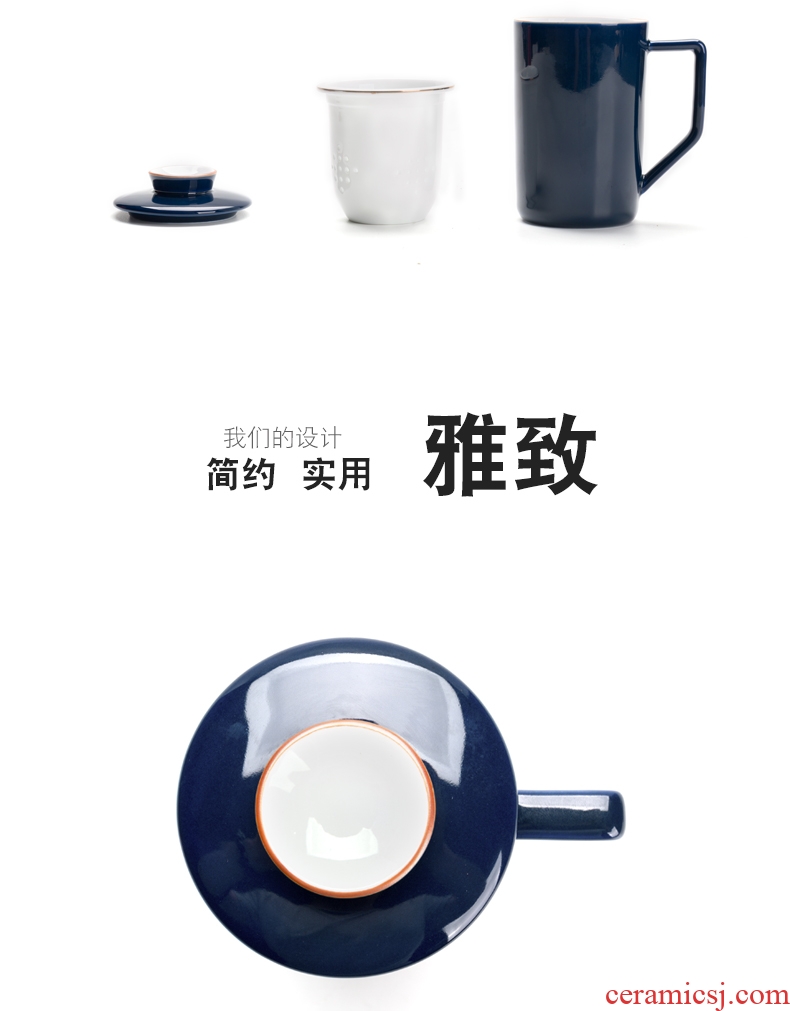 Ceramic cup with cover keller large capacity make tea cup tea filtration separation glass office custom logo