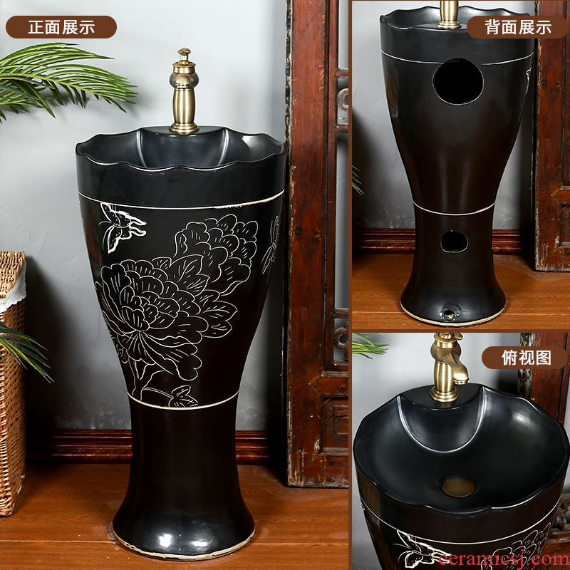 Archaize ceramic toilet one - piece basin balcony column type lavatory floor balcony column basin