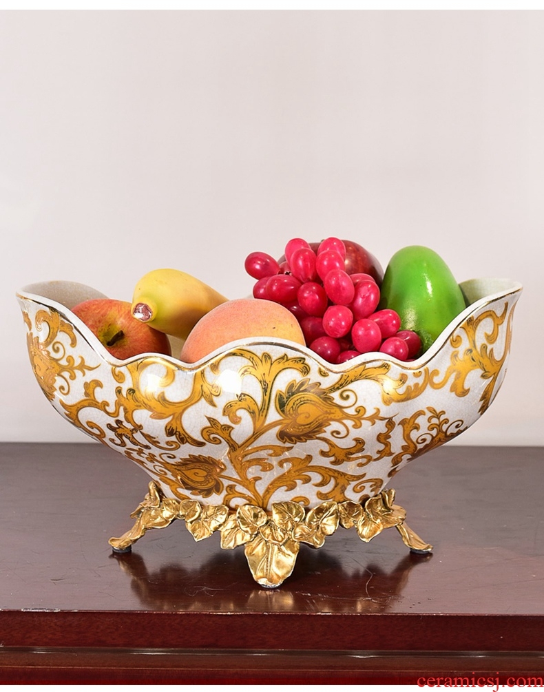 Murphy American light luxury classical painting ceramics with copper big fruit bowl basin of contemporary sitting room home furnishing articles of dried fruit