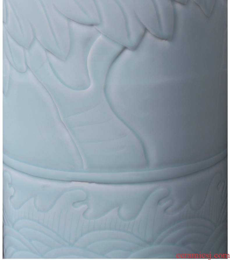 Jingdezhen ceramics hand - made pastel archaize floor hotel opening Chinese style living room big vase office furnishing articles - 599894190621