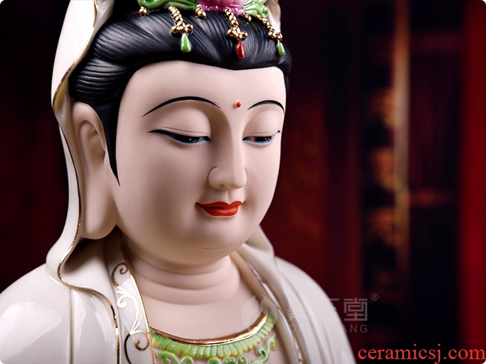 Bm ceramic avalokitesvara worship Buddha furnishing articles household small color 22 inches three guanyin