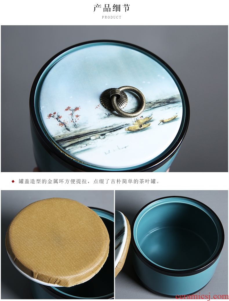 Auspicious edge caddy fixings ceramic medium, tassel Chinese wind restoring ancient ways seal POTS home tea POTS