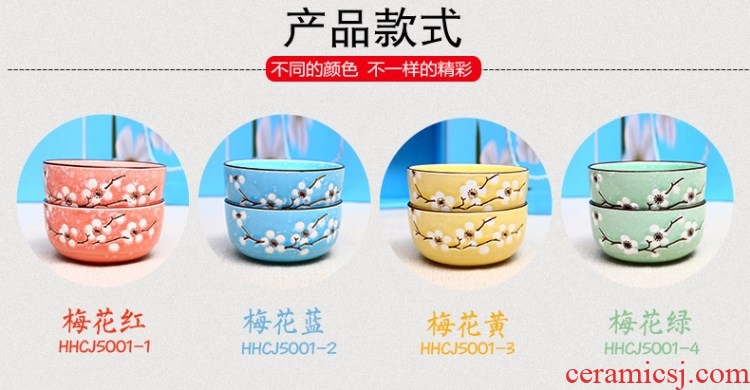 Chopsticks at the dormitory suits to eat a single ceramic tableware lovely students small bowl of blue and white porcelain household couple 2 people