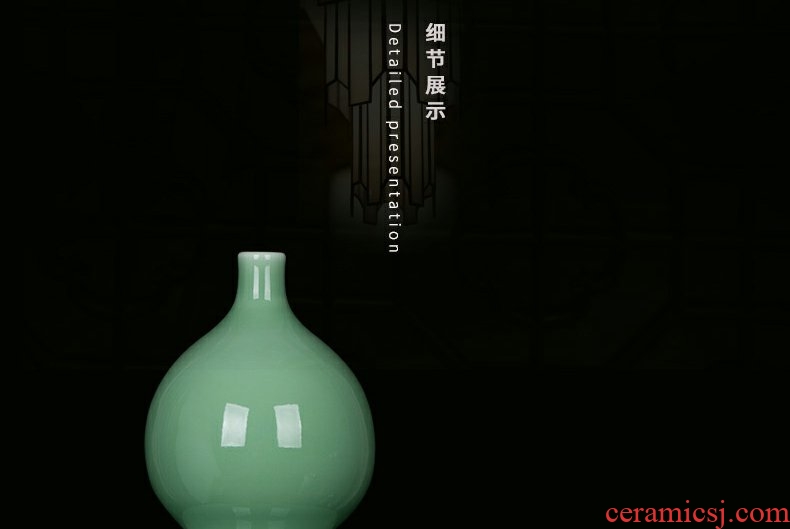 Continuous grain of jingdezhen ceramic new Chinese shadow celadon antique vases, flower arranging decorations furnishing articles to the living room