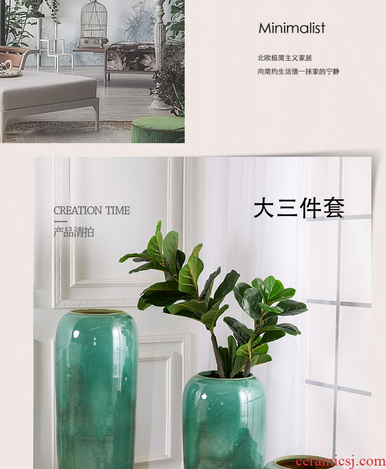 Restoring ancient ways of jingdezhen ceramic furnishing articles sitting room be born creative coarse pottery big vase crafts new Chinese style is contracted flower arrangement - 603685498770