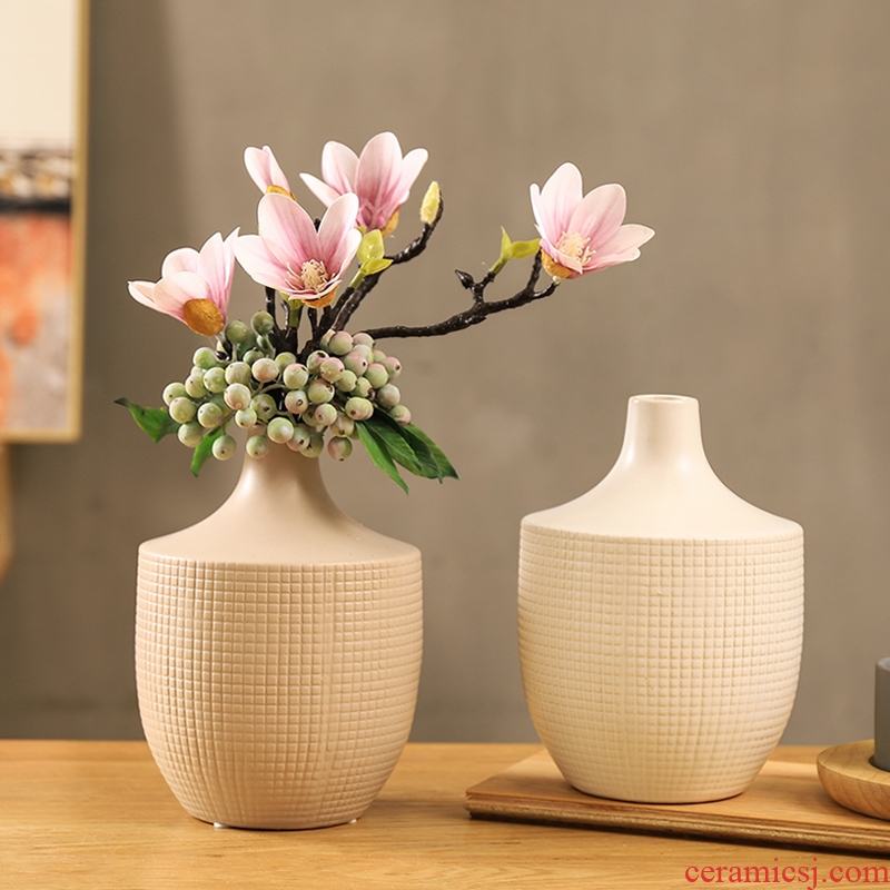 Modern ceramic bottle insert yulan flower vase creative living room white dried flowers, Nordic home furnishing articles