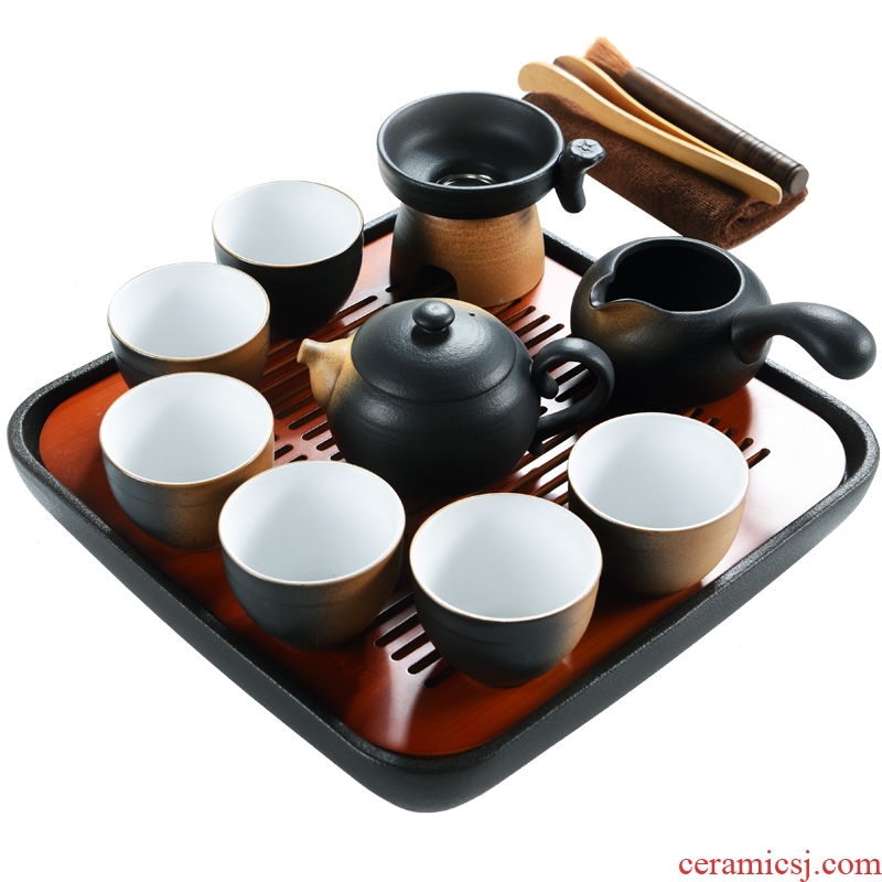 Beauty cabinet household contracted teapot ceramic kung fu tea set office dry tea cups of Japanese tea tray was small tea table