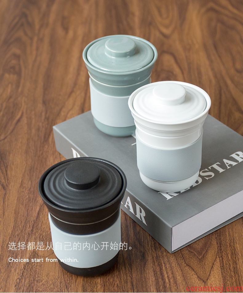 Office tea cups with cover ceramic household hot water proof glass filter separator gift boxes custom logo