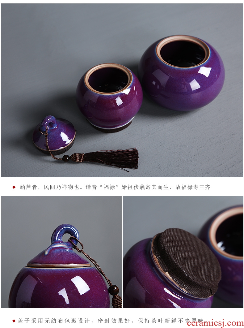 Auspicious margin double gourd tea pot ceramic seal are elder brother kiln POTS storage storage tank and tea POTS