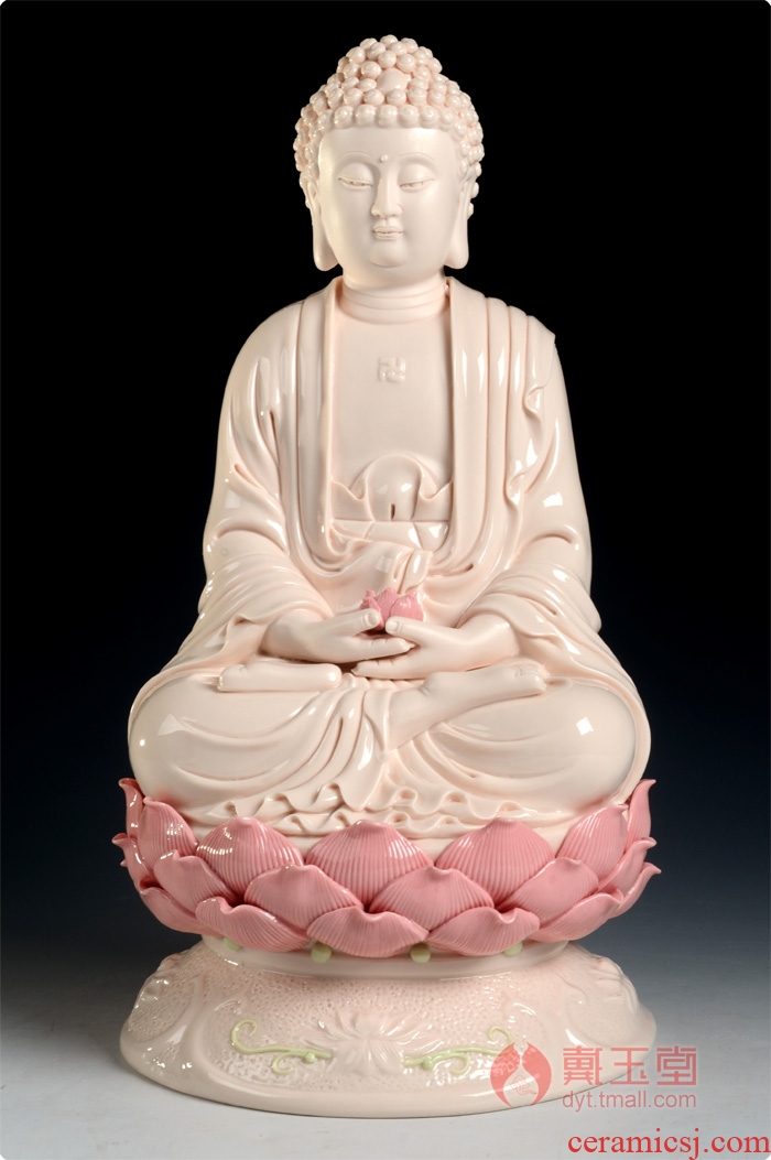 Bm dehua white porcelain ceramic Buddha worship that occupy the home furnishing articles 14 inches full lotus three holy D01-448 in the west