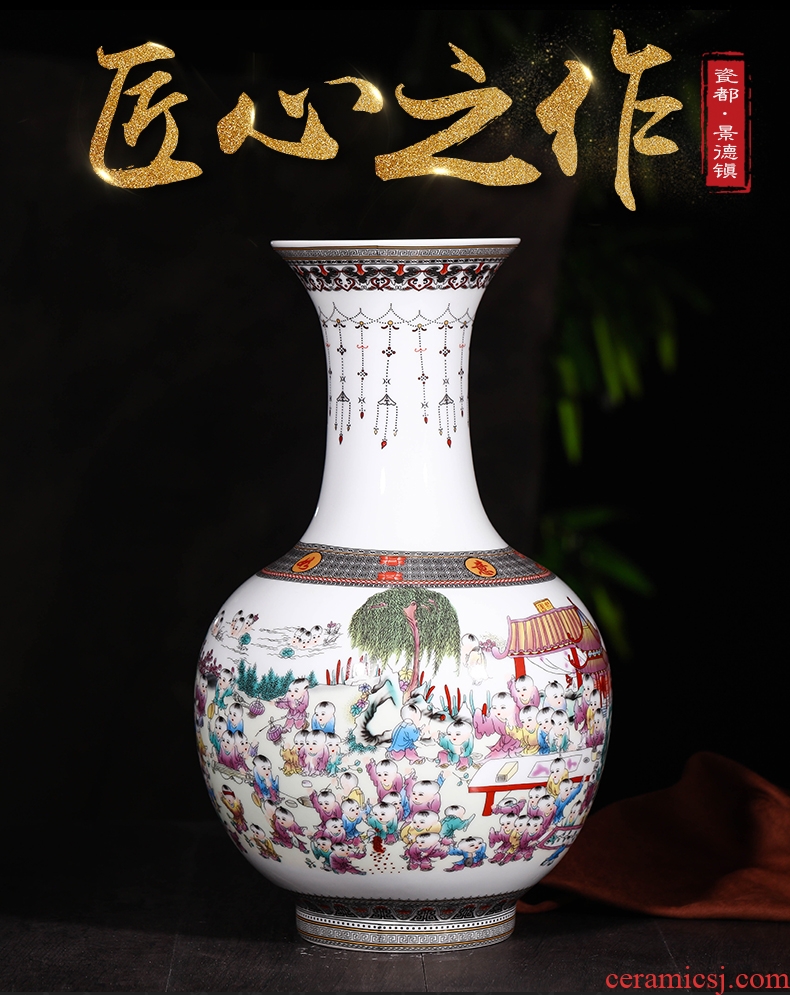 Jingdezhen ceramics of large vase Chinese red paint peony flowers prosperous hotel sitting room adornment is placed - 591699843386