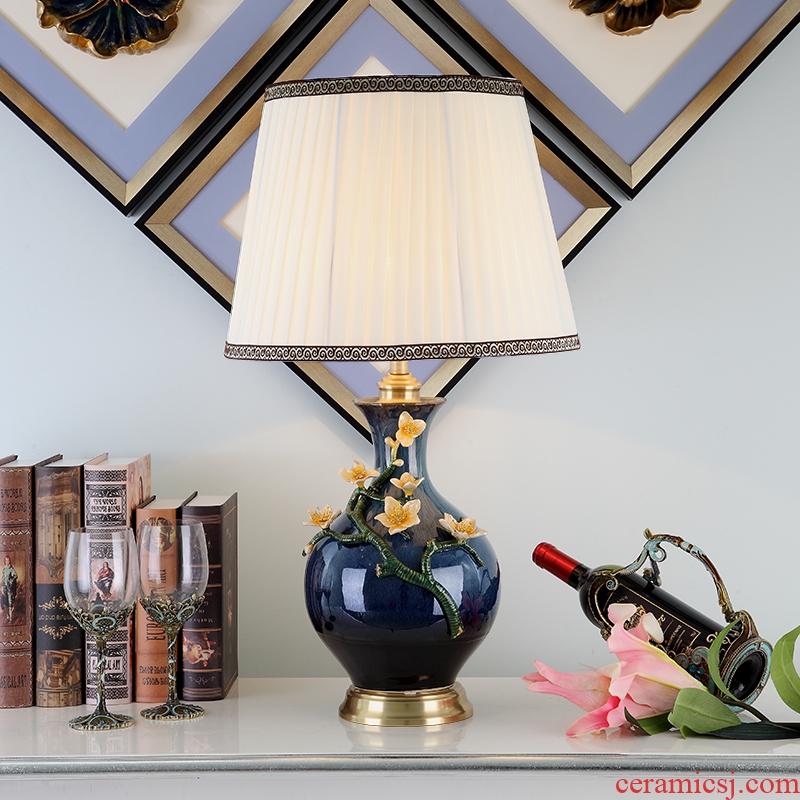 Cartel American key-2 luxury colored enamel lamp full copper lamp of bedroom the head of a bed European ceramic creative villa lighting