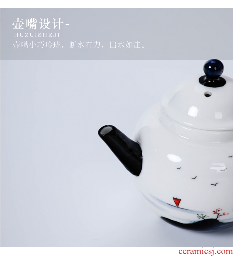 Imperial springs, hand - made up with household dehua ceramic teapot kung fu tea set white porcelain single pot of tea, little teapot