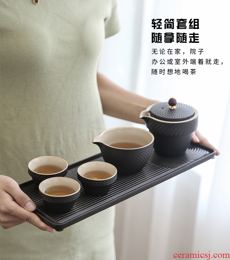 Narrative Japanese contracted household kung fu tea set a complete set of ceramic teapot teacup office dry tea set small suit