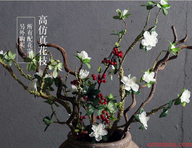 Jingdezhen ceramic big vase decoration to the hotel villa furnishing articles sitting room be born heavy large red flower implement porch - 587778441659