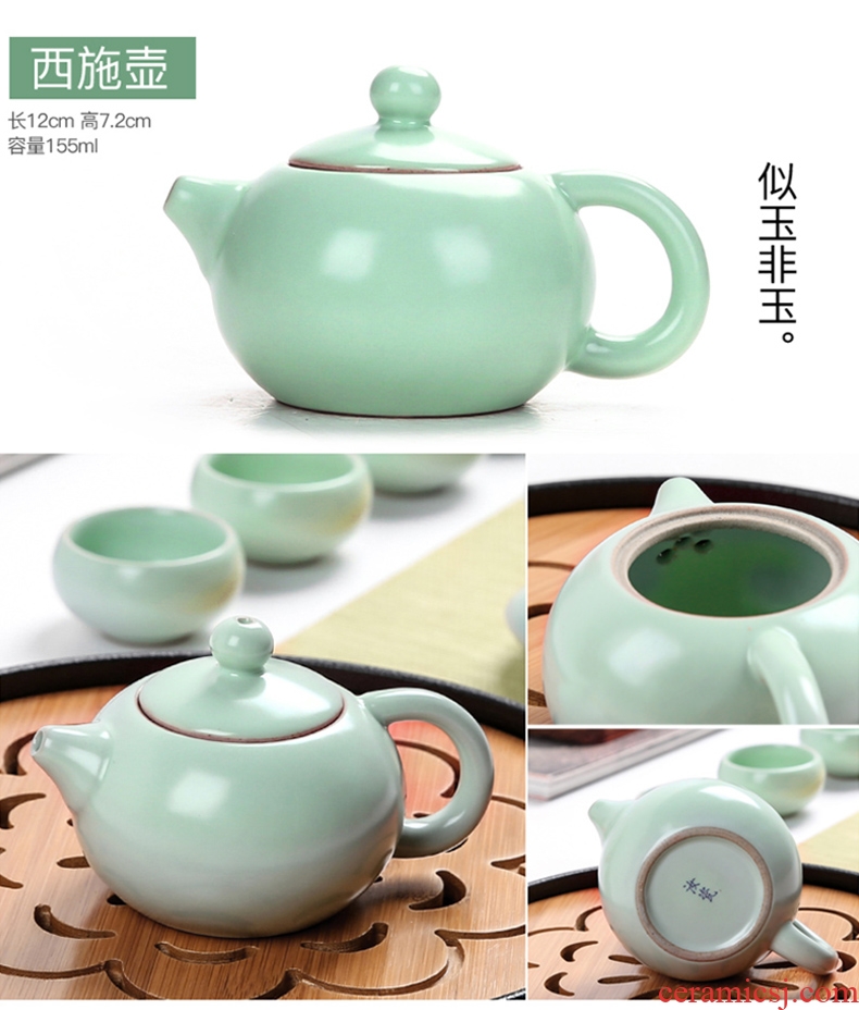 The cabinet kung fu tea set to open the slice your kiln of a complete set of ceramic tea tureen household suit tea cups to wash the teapot