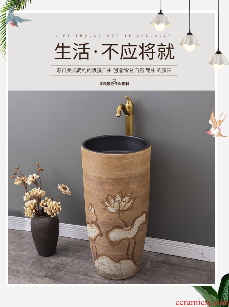 Chinese style restoring ancient ways ceramic one pillar type lavatory floor is suing garden sinks balcony sink