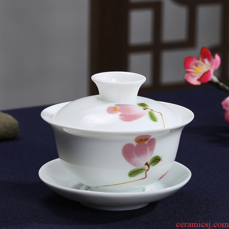 St up his hand - made tureen ceramic cups kung fu tea set home tea bowl white porcelain to bowl three tureen