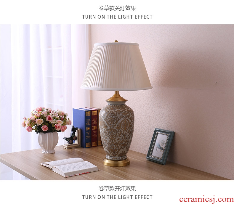 Desk lamp sitting room of the new Chinese style restoring ancient ways European rural jingdezhen hand - made pastel warm warm light remote control ceramic Desk lamp