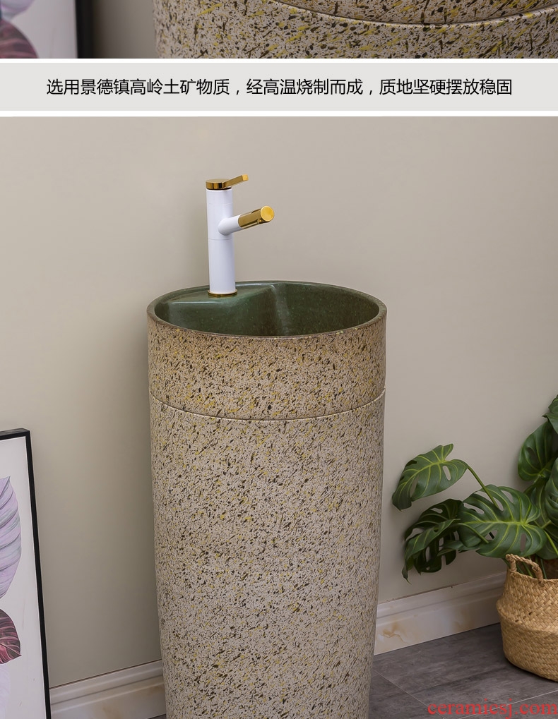Ceramic household basin of pillar type lavatory toilet balcony floor column integrated outdoor patio sink basin