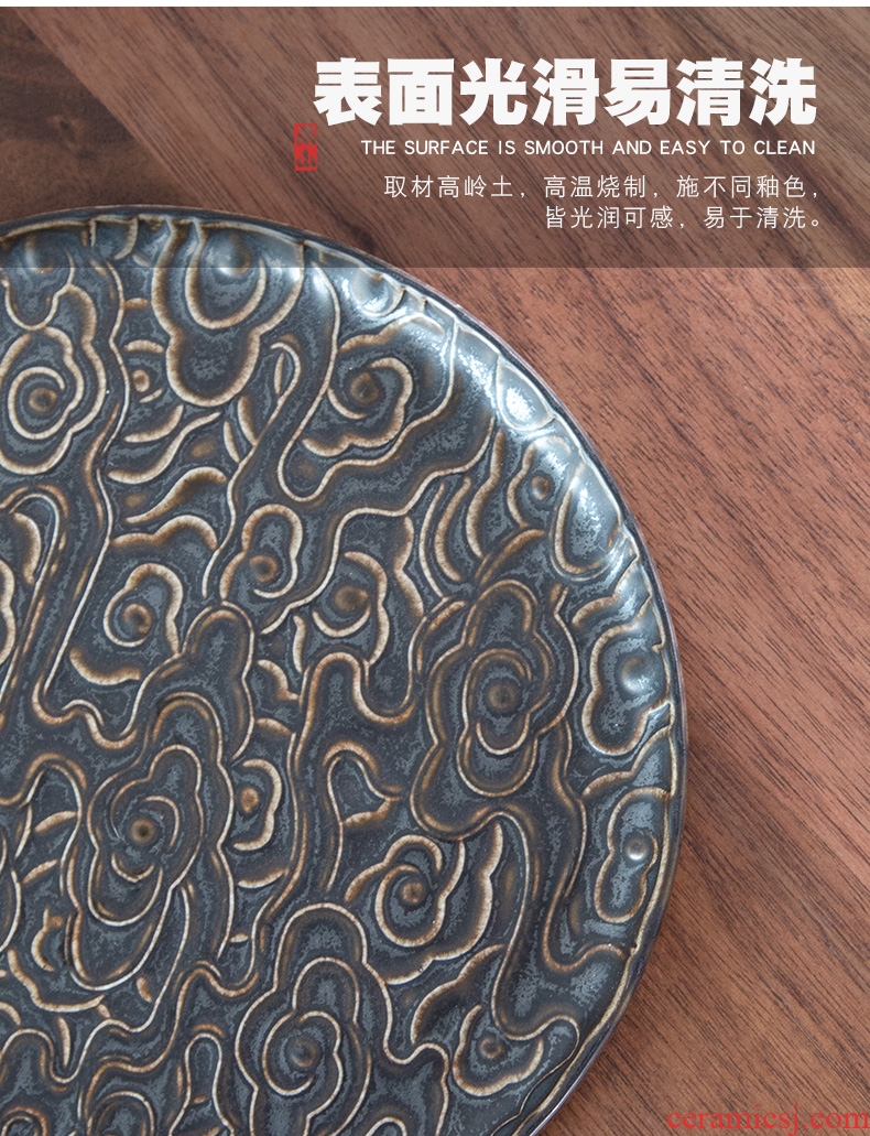 Mr Nan shan xiangyun pot bearing dry mercifully machine round tea tea tray was pot of Chinese style household ceramics dry tea tray