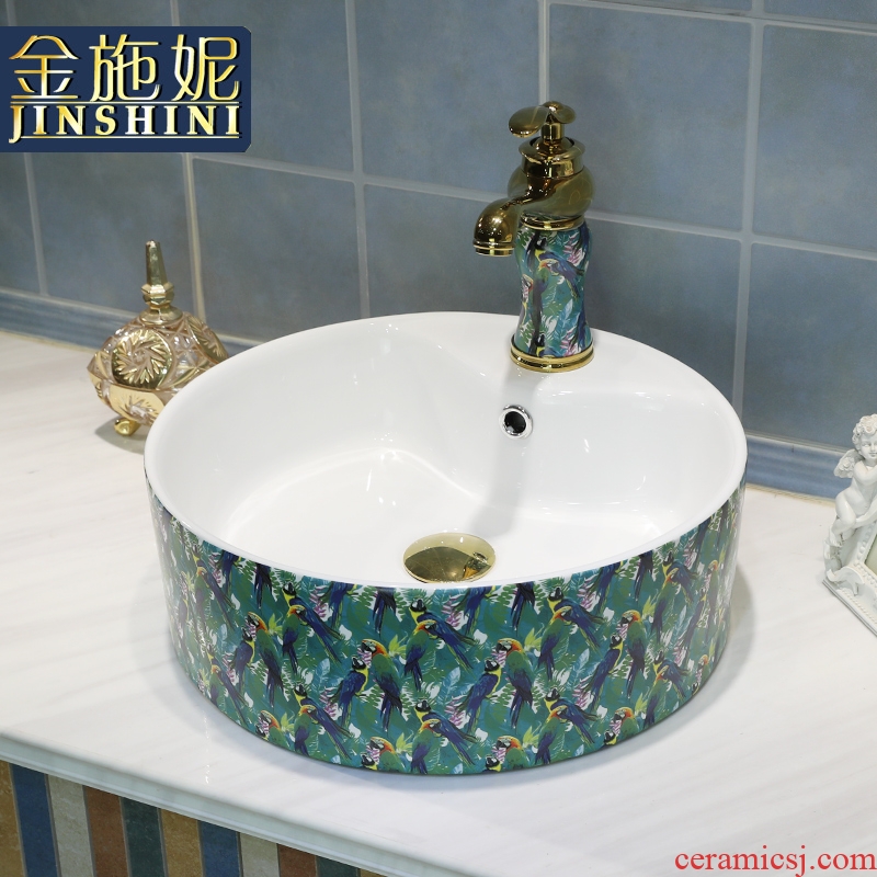 Basin of northern Europe on the ceramic lavabo household circular art Basin bathroom sinks ou for wash Basin trumpet