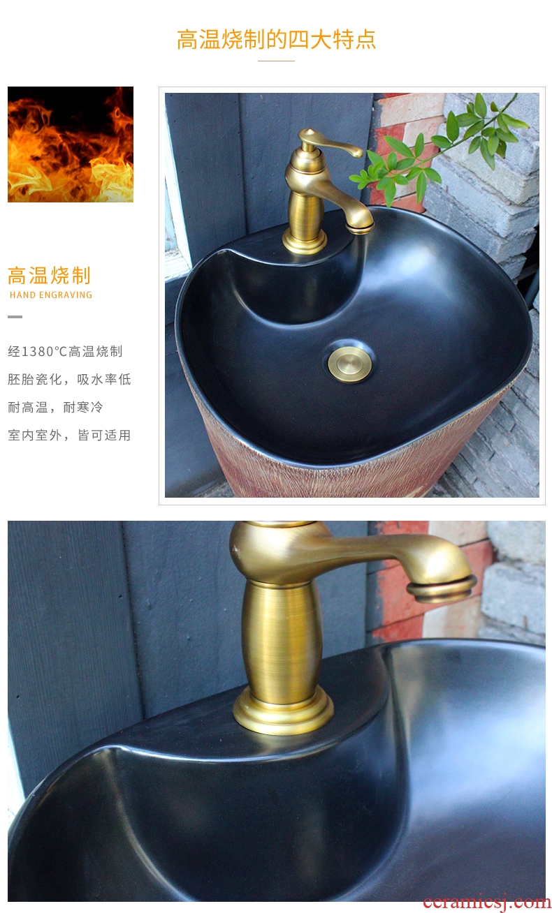 Ceramic floor type restoring ancient ways is a whole sink basin of household balcony column column hotel toilet basin sink