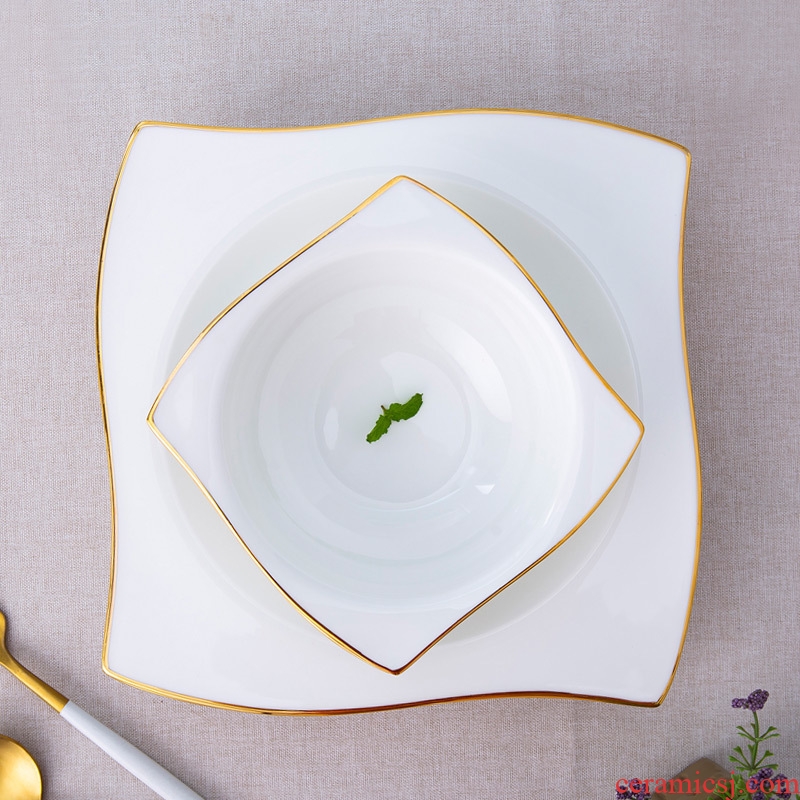 Jingdezhen ceramic tableware ipads porcelain 0 home square, Jin Bianshang dish plate of pasta place the child desk tray