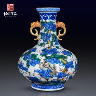 The Spring of jingdezhen blue and white ceramics colored enamel the crane with decorative flower vases, collection of Chinese style household furnishing articles