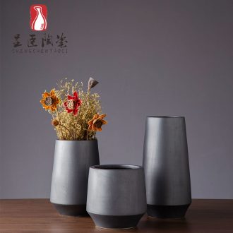 Jingdezhen contracted ceramic vases, black flower arranging furnishing articles zen bedroom adornment of I sitting room dry flower vase