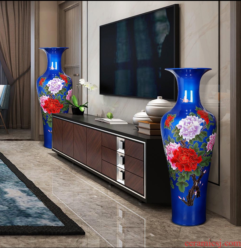 Jingdezhen ceramics hand - made paint large celadon vase furnishing articles sitting room be born heavy large 1 m high - 605621167886