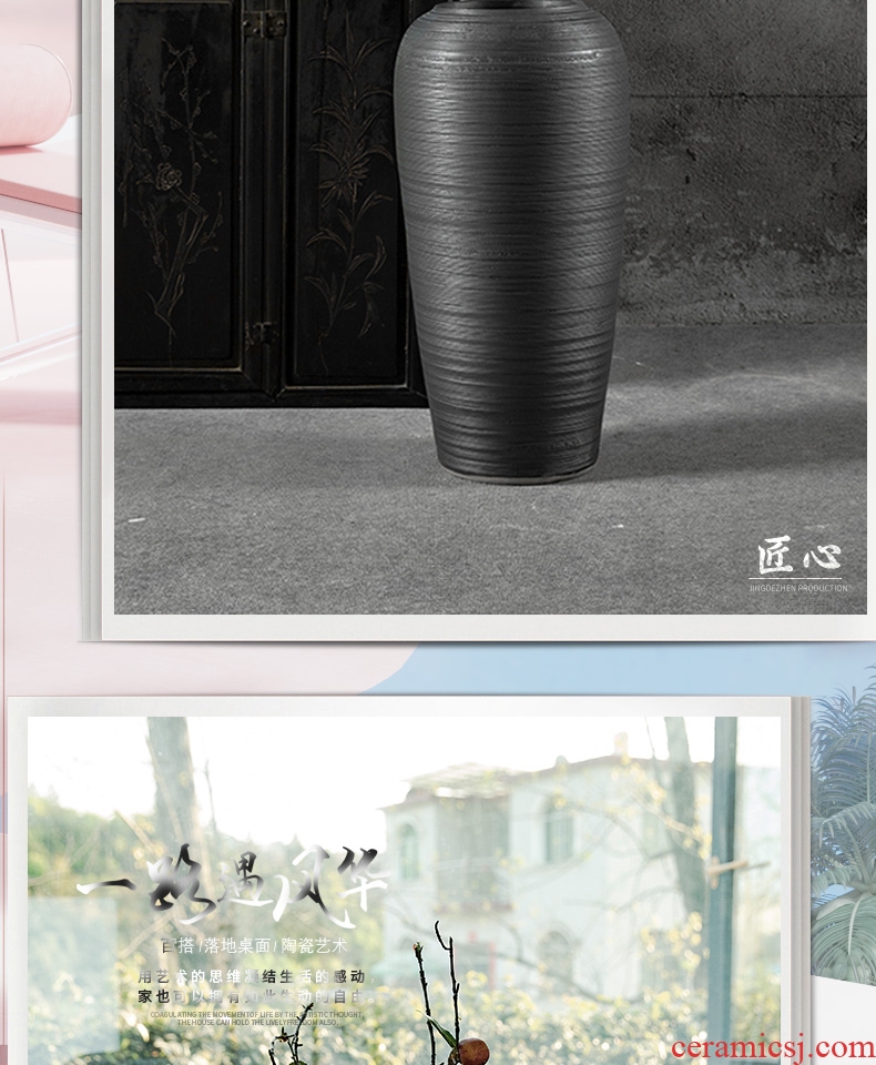Jingdezhen ceramic floor vase modern European household soft adornment sitting room hotel villa place big vase - 603646232958