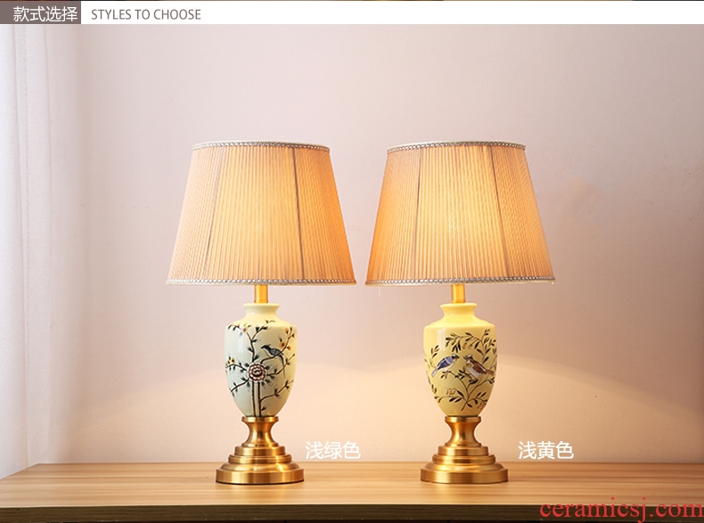 American pastoral lamp light Angle of sitting room sofa what new Chinese style of bedroom the head of a bed Europe type restoring ancient ways all copper ceramic lamp